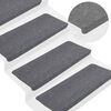vidaXL Tapis d'escalier autocollants 15 pcs 65x24,5x3,5 cm Gris