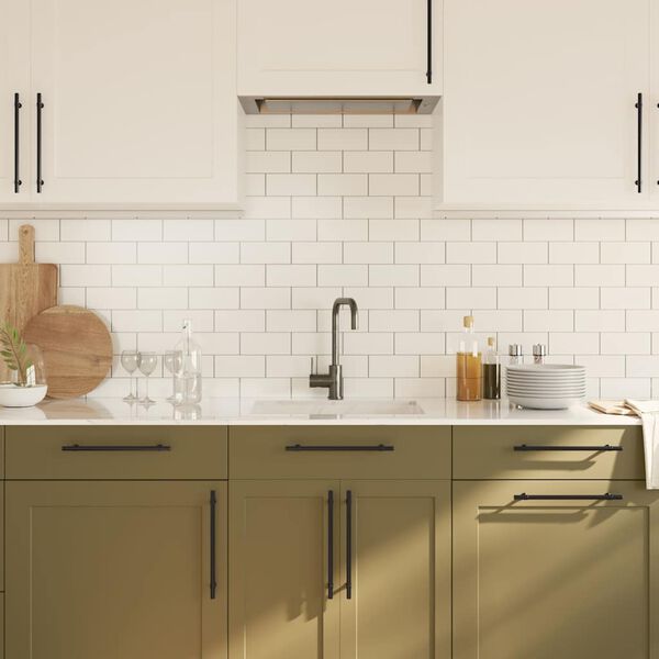 vidaXL Poignées d'armoire 5 pcs noir 224 mm acier inoxydable