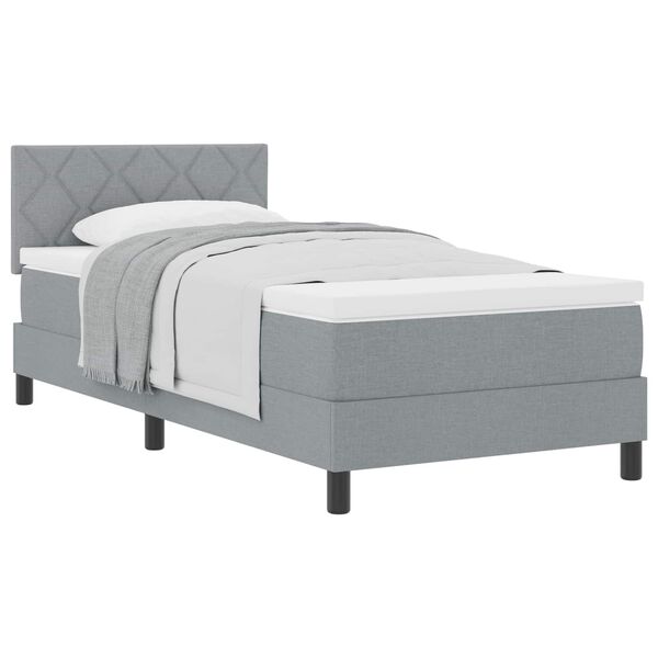 vidaXL Lit &agrave; ressorts avec matelas Gris clair 90 x 190 cm tissu