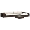 vidaXL Salon de jardin 8 pcs avec coussins r&eacute;sine tress&eacute;e marron