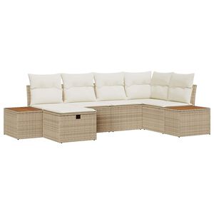 vidaXL Ensemble de canap&eacute; de jardin 6 pcs Beige Poly rotin