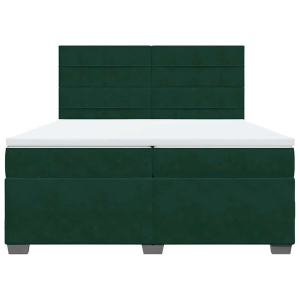 vidaXL Sommier &agrave; lattes de lit et matelas Vert fonc&eacute; 200x200cm Velours