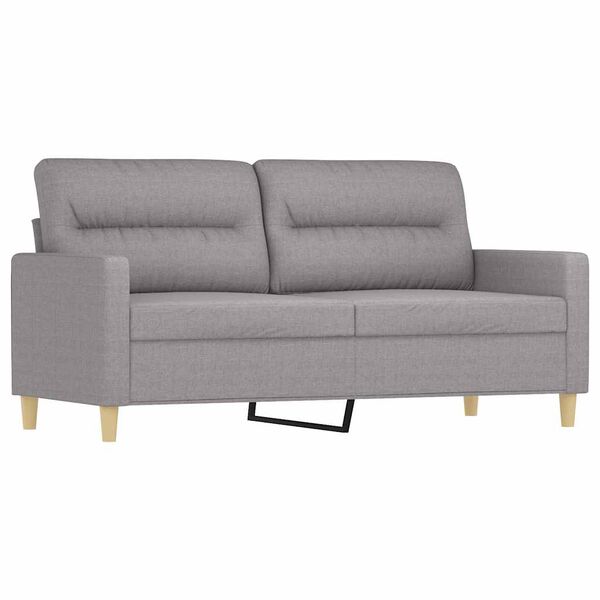 vidaXL Canap&eacute; 2 places et oreillers et coussins Gris clair 140cm Tissu