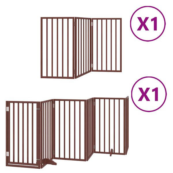 vidaXL Barrière pour chien porte pliable 9 panneaux bois de peuplier
