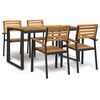 vidaXL Ensemble &agrave; manger de jardin 5 pcs bois d'acacia massif et m&eacute;tal