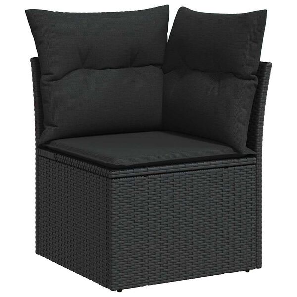 vidaXL Ensemble de canap&eacute; de jardin avec coussin 8 pcs Noir Poly rotin
