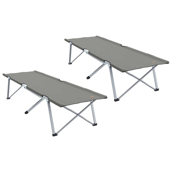vidaXL Lit de camping pliant 2 pcs Gris 194 x 62.5 x 42.5 cm