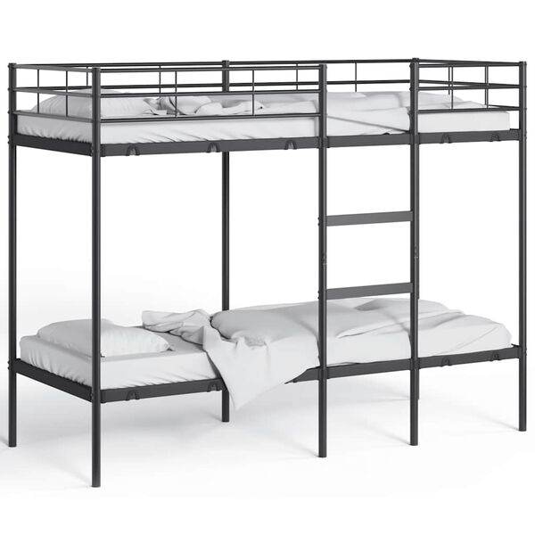 vidaXL Lit superposé sans matelas noir 75x190 cm acier