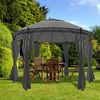 vidaXL Belvédère avec rideaux Rond 3,5 x 2,7 m Anthracite