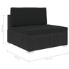 vidaXL Si&egrave;ge central sectionnel 1 pc et coussins R&eacute;sine tress&eacute;e Noir
