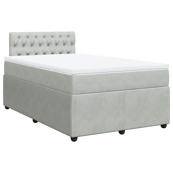 vidaXL Sommier &agrave; lattes de lit et matelas gris clair 120x190cm velours