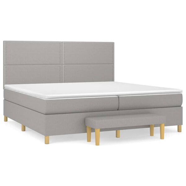 vidaXL Sommier &agrave; lattes de lit avec matelas Gris clair 200x200cm Tissu