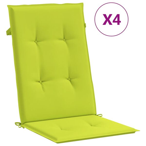 vidaXL Coussins de chaise de jardin &agrave; dossier haut lot de 4 vert vif