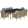 vidaXL Ensemble &agrave; manger de jardin et coussins 9 pcs beige Poly rotin