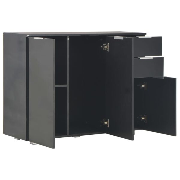 vidaXL Buffet Noir brillant 107x35x80,5 cm