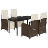 vidaXL Ensemble &agrave; manger de jardin 5 pcs et coussins marron poly rotin