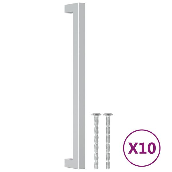 vidaXL Poign&eacute;es d'armoire 10 pcs argent&eacute; 224 mm acier inoxydable