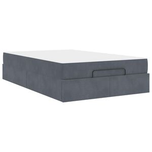 vidaXL Cadre de lit avec matelas avec matelas 2 pcs Gris Fonc&eacute; Velours