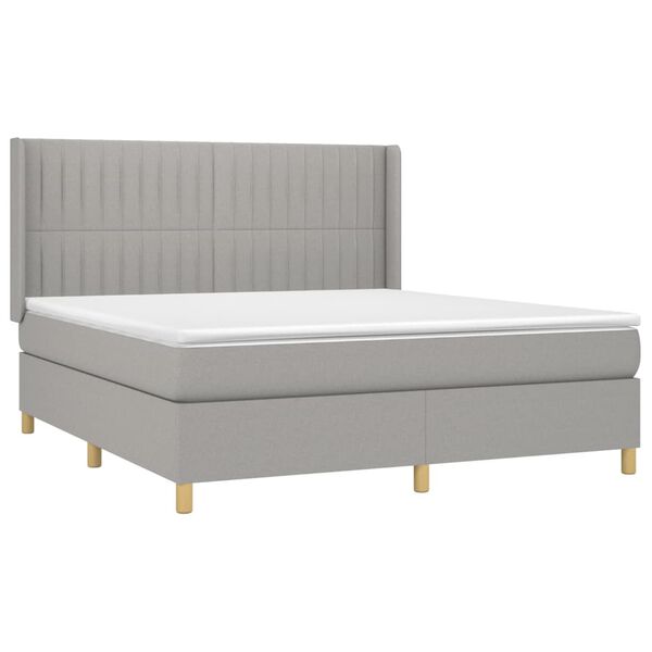 vidaXL Sommier &agrave; lattes de lit avec matelas Gris clair 180x200cm Tissu