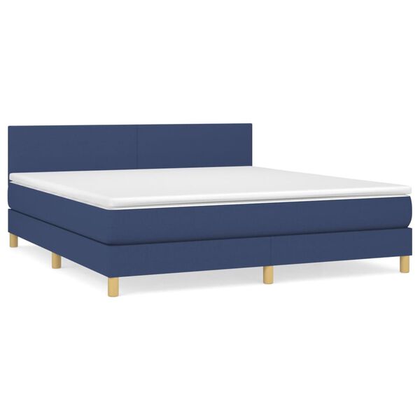 vidaXL Sommier &agrave; lattes de lit avec matelas Bleu 160x200 cm Tissu