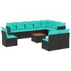 vidaXL Salon de jardin 11 pcs avec coussins noir r&eacute;sine tress&eacute;e