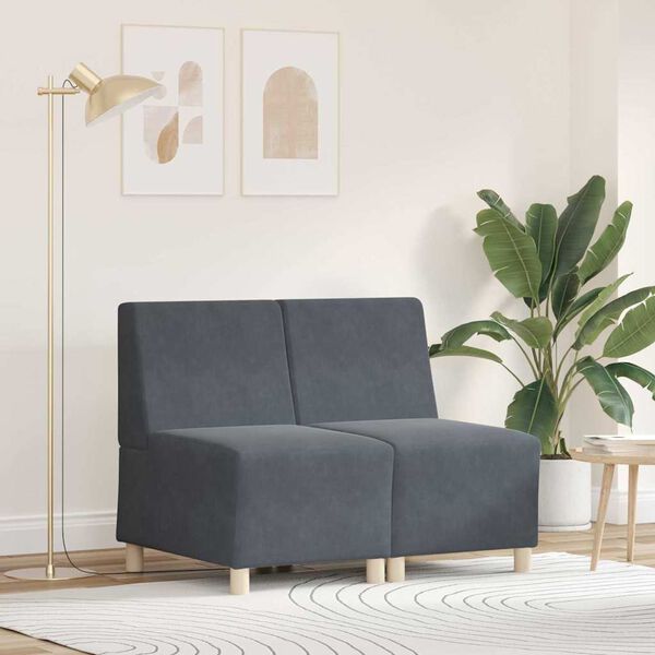 vidaXL Unit&eacute; de Sofa Modulaire Sans Accoudoirs 2 pcs Gris fonc&eacute;