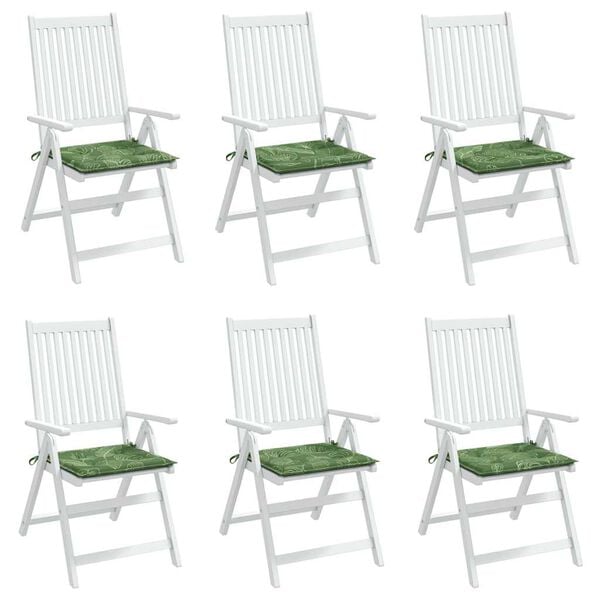 vidaXL Coussins de chaise lot de 6 motif de feuilles 40x40x4 cm tissu