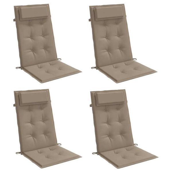 vidaXL Coussins de chaise &agrave; dossier haut lot de 4 taupe tissu oxford