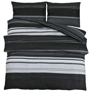vidaXL Ensemble de housse de couette noir et blanc 225x220 cm Coton