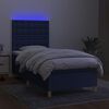 vidaXL Sommier &agrave; lattes de lit et matelas et LED Bleu 90x200 cm Tissu