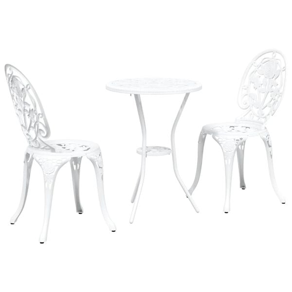 vidaXL Ensemble bistro de jardin 3 pcs Blanc Aluminium