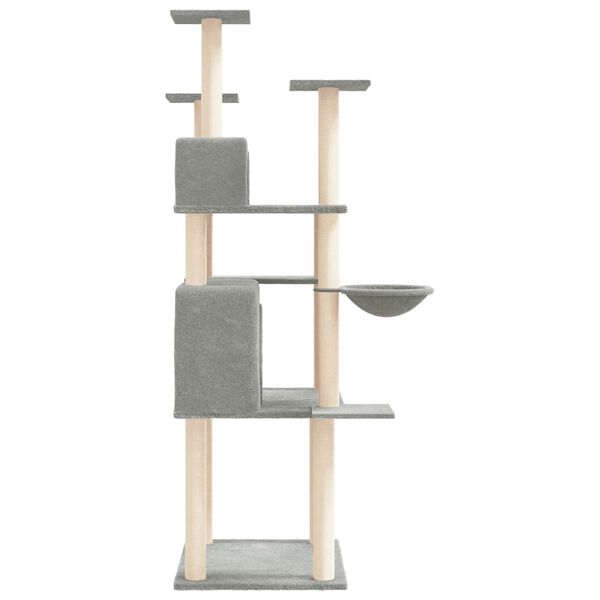 vidaXL Arbre &agrave; chat avec griffoirs en sisal Gris clair 166 cm