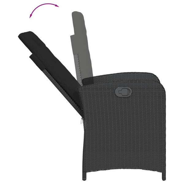 vidaXL Ensemble &agrave; manger de jardin coussins 5pcs Noir R&eacute;sine tress&eacute;e