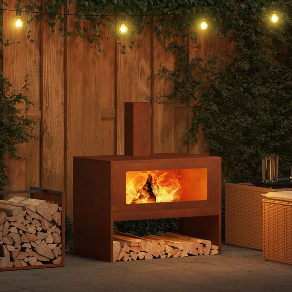 vidaXL Braise Marron 80 x 50 x 96 cm Acier patin&eacute;