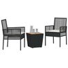 vidaXL Ensemble bistro de jardin 3 pcs Noir polyrotin
