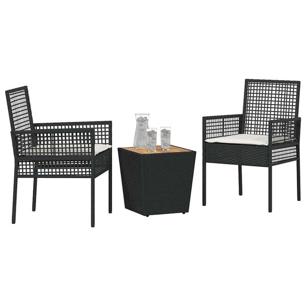 vidaXL Ensemble bistro de jardin 3 pcs Noir polyrotin