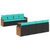 vidaXL Ensemble de canap&eacute; de jardin 9 pcs avec coussins noir r&eacute;sine tress&eacute;e