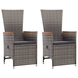 vidaXL Chaise inclinable de jardin 2pc et coussins R&eacute;sine tress&eacute;e Gris