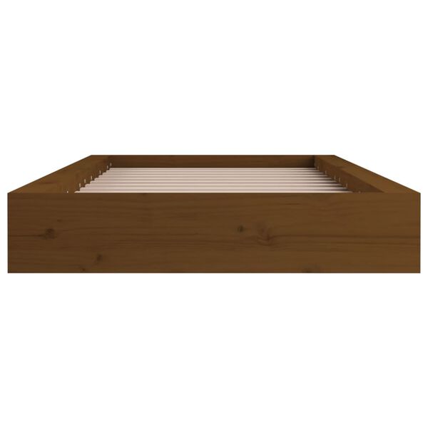 vidaXL Cadre de lit sans matelas marron miel 75x190 cm bois massif