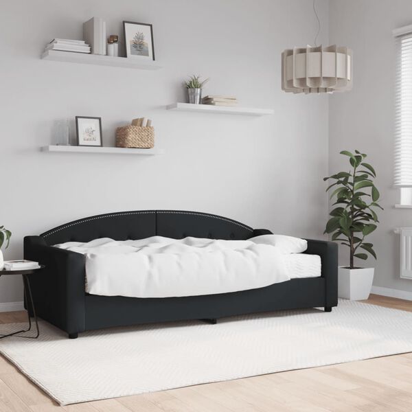 vidaXL Lit de jour avec matelas noir 90x190 cm tissu