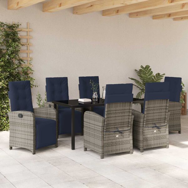 vidaXL Ensemble de salle &agrave; manger pour jardin 7 pcs Gris polyrotin