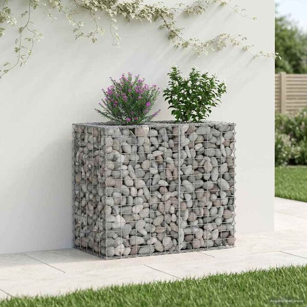 vidaXL Lit sur&eacute;lev&eacute; gabion Argent&eacute; 90 x 50 x 80 cm Acier galvanis&eacute;