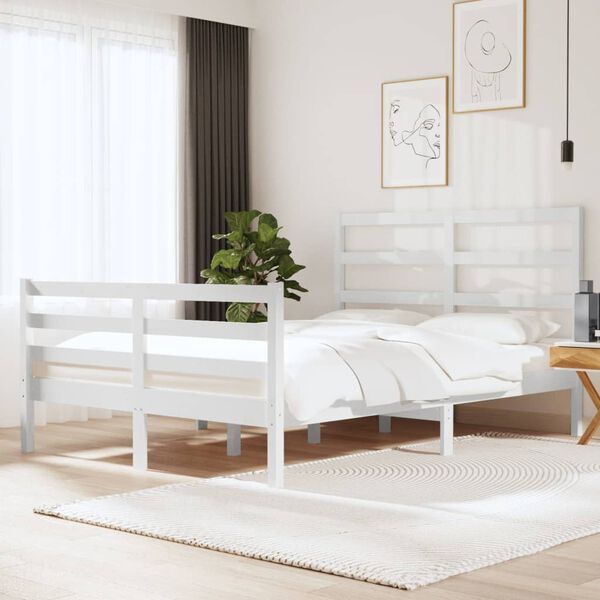 vidaXL Cadre de lit sans matelas blanc bois de pin massif 140x190 cm