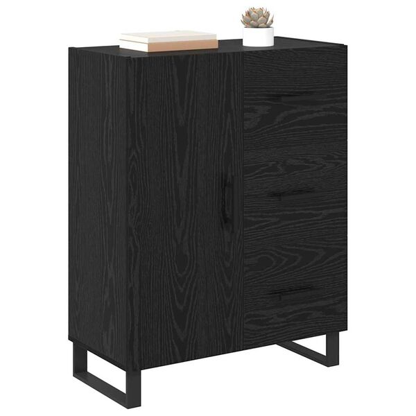 vidaXL Buffet Ch&ecirc;ne noir 69,5 x 34 x 90 cm Bois d'ing&eacute;nierie et fer