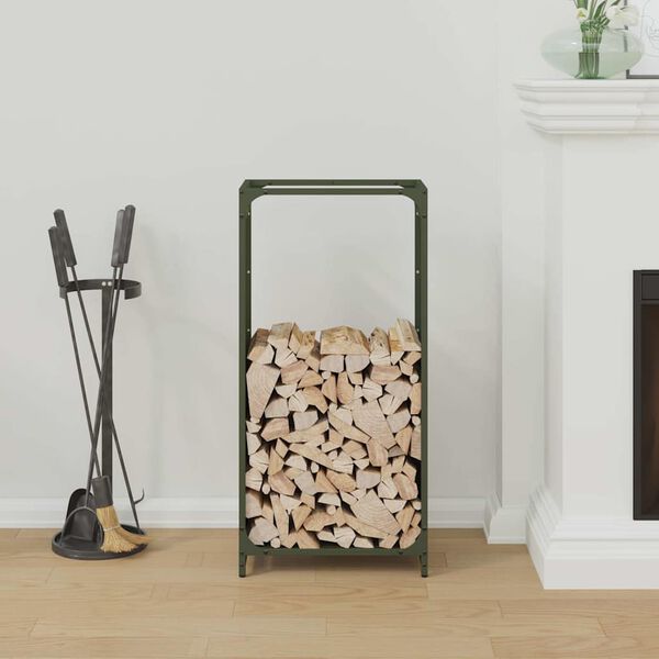vidaXL Portant de bois chauffage vert olive 44x28x90 cm