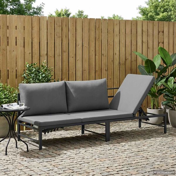 vidaXL Transat 3 personnes Noir 200 x 62 x 59 cm Textil&egrave;ne