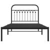 vidaXL Cadre de lit m&eacute;tal sans matelas avec t&ecirc;te de lit noir 100x200cm