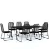 vidaXL Ensemble &agrave; manger de jardin 9 pcs Noir