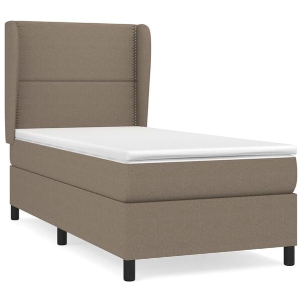 vidaXL Sommier &agrave; lattes de lit avec matelas Taupe 90x190 cm Tissu