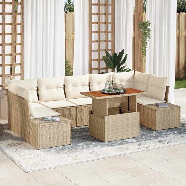 vidaXL Ensemble de salle à manger pour jardin 8 pcs Beige et crème